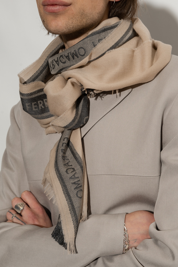 Ferragamo Salvatore Color Blocked Scarf In Nude