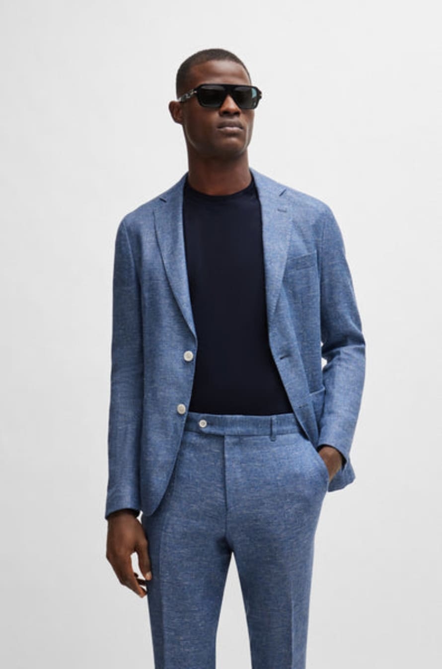 Hugo Boss Single-breasted Blazer In Blue