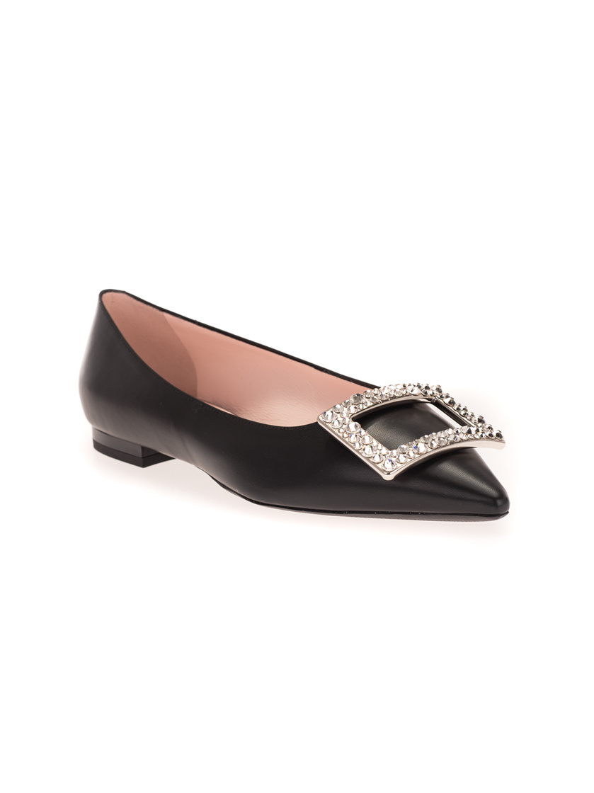 Roger Vivier Rhinestone Decorative Flats In Black