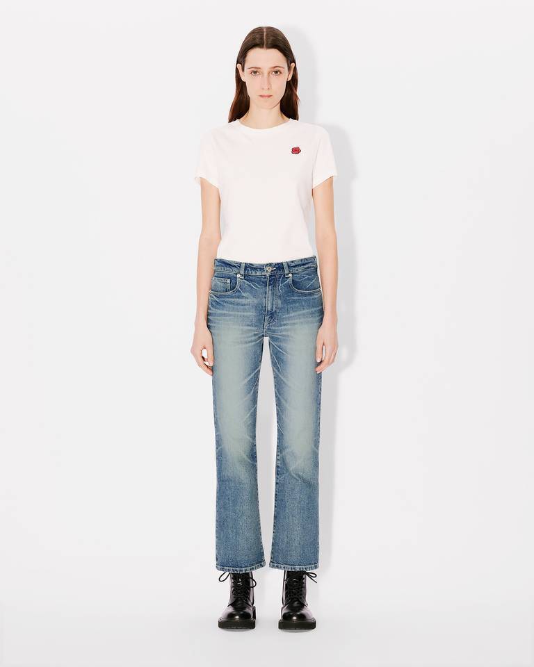 Kenzo Stretch Denim Ayame Wide Jeans In Blue