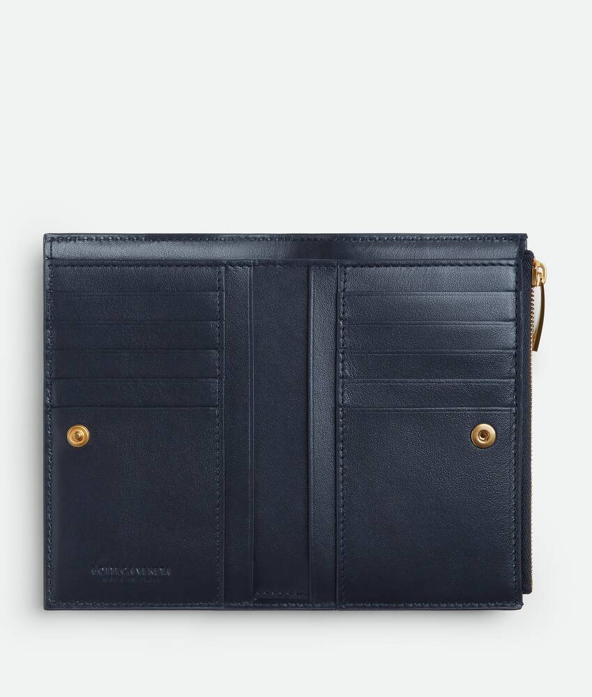 Bottega Veneta Medium Double Fold Zipper Purse In Black
