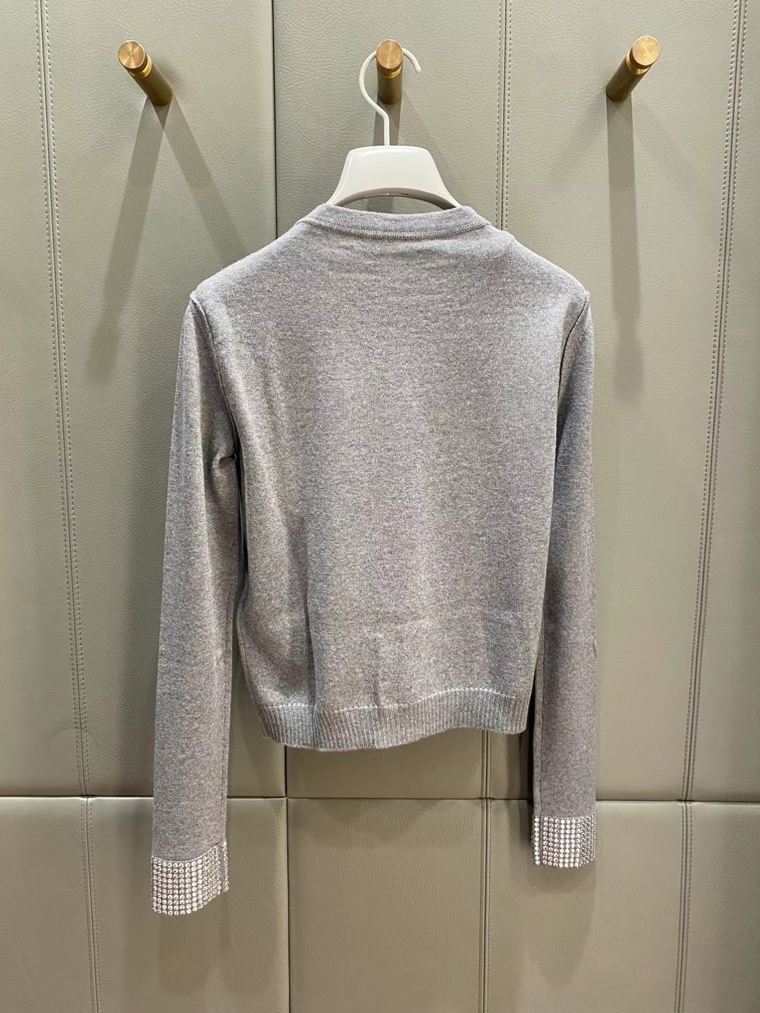 Valentino Wool And Rhinestone Cardigan In Gray