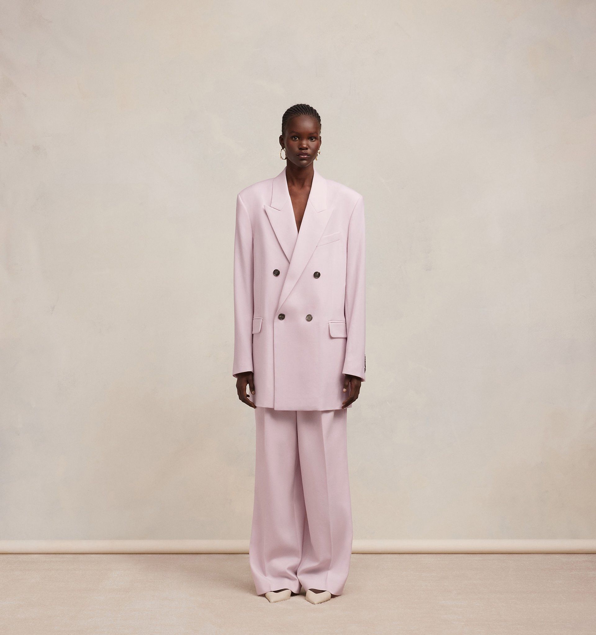 Shop Ami Alexandre Mattiussi Ami Paris Double Breasted Tailored Blazer In Pink