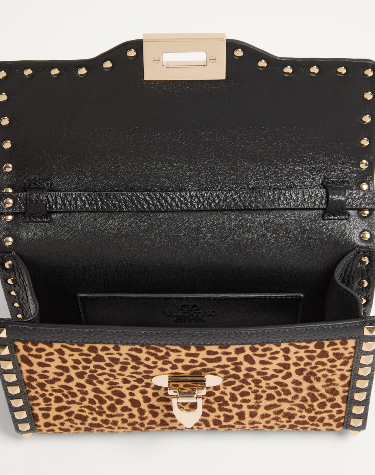 Valentino Garavani Rockstud Small Shoulder Bag In Pony-effect Calfskin With Animal Print In Multi