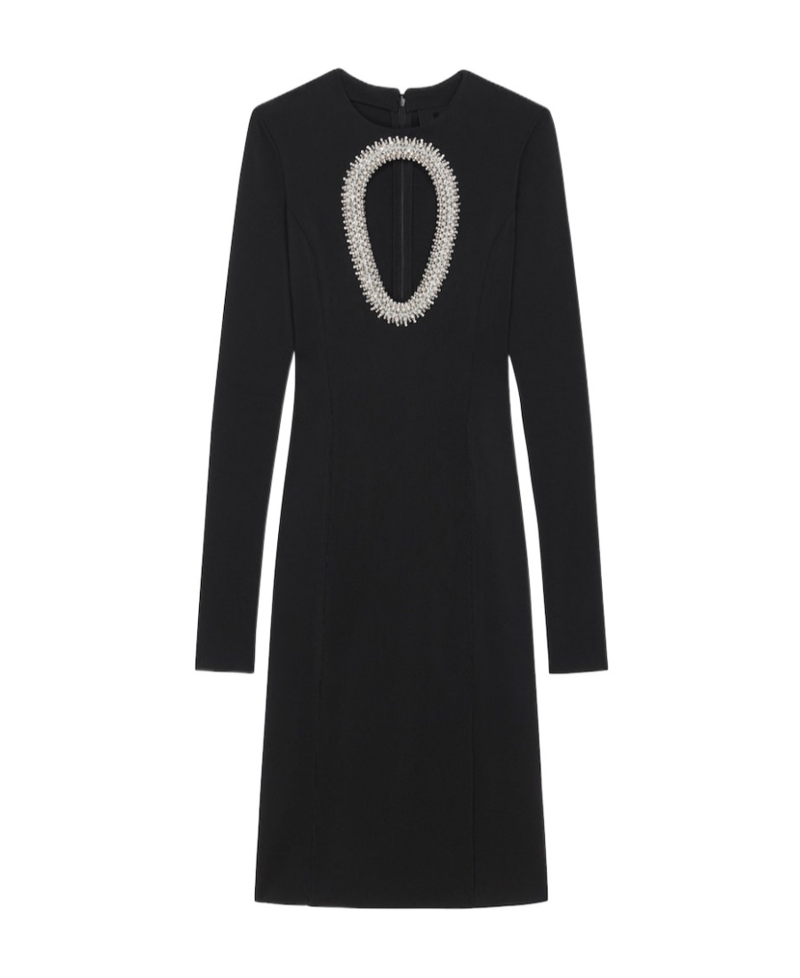 Givenchy Evening Dress In Knit With Pearls And Crystals In Black