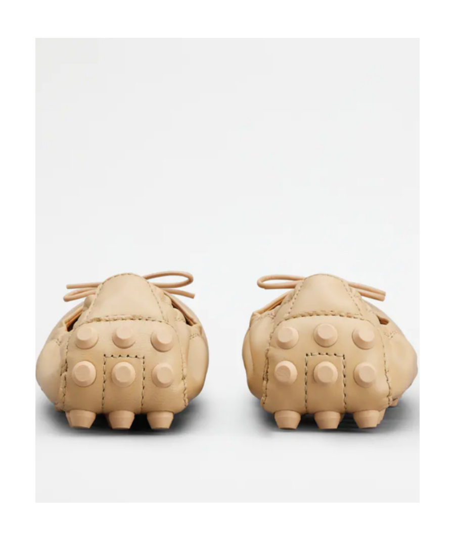 Tod's Lambskin Bow Detail Round Toe Ballerinas In Brown