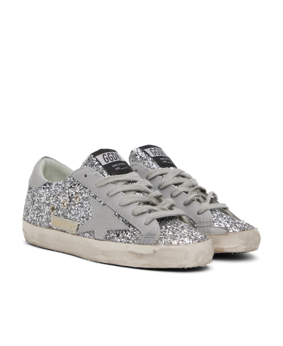 Golden Goose Ssense Exclusive Silver Super-star Sneakers In Gray