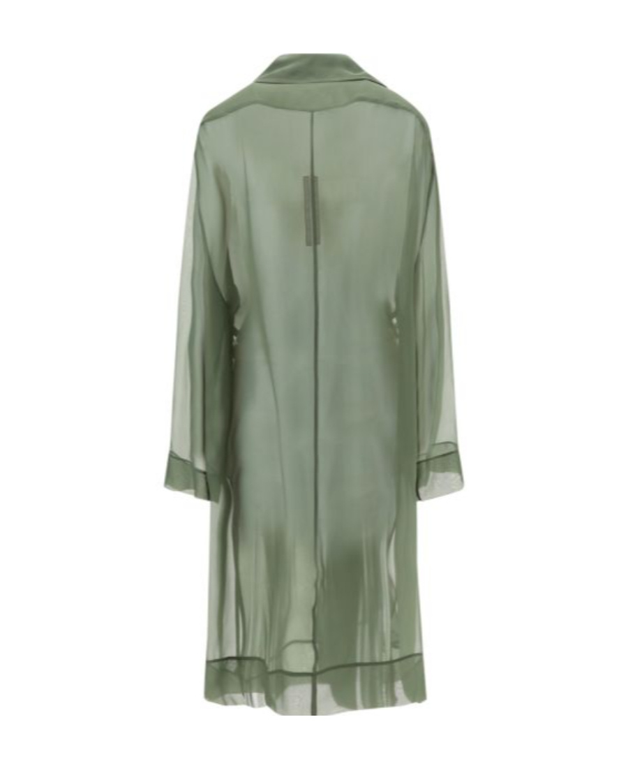 Rick Owens Sheer Silk Trench Coat In Green