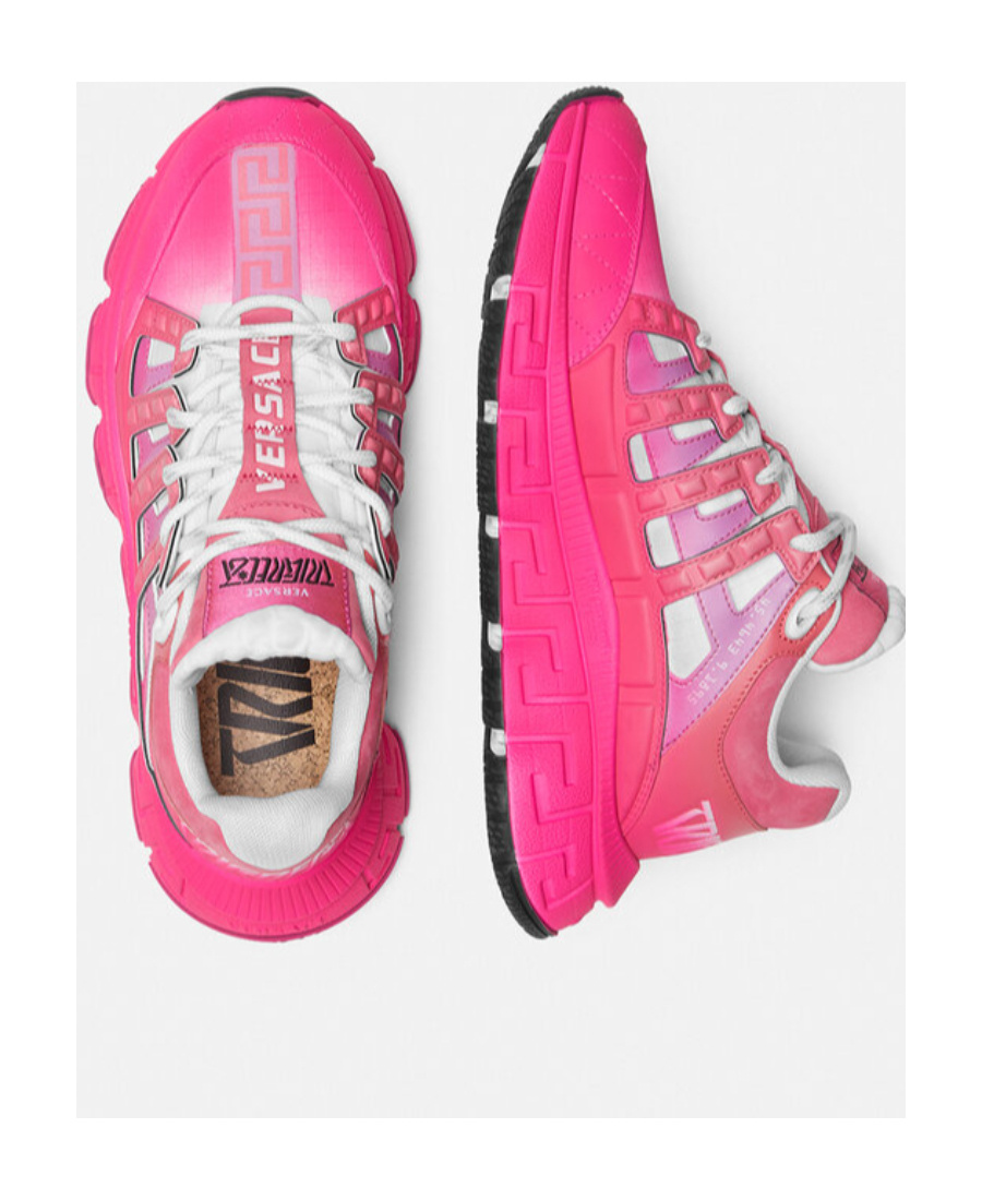 Versace Trigreca Leather Sneakers In Pink