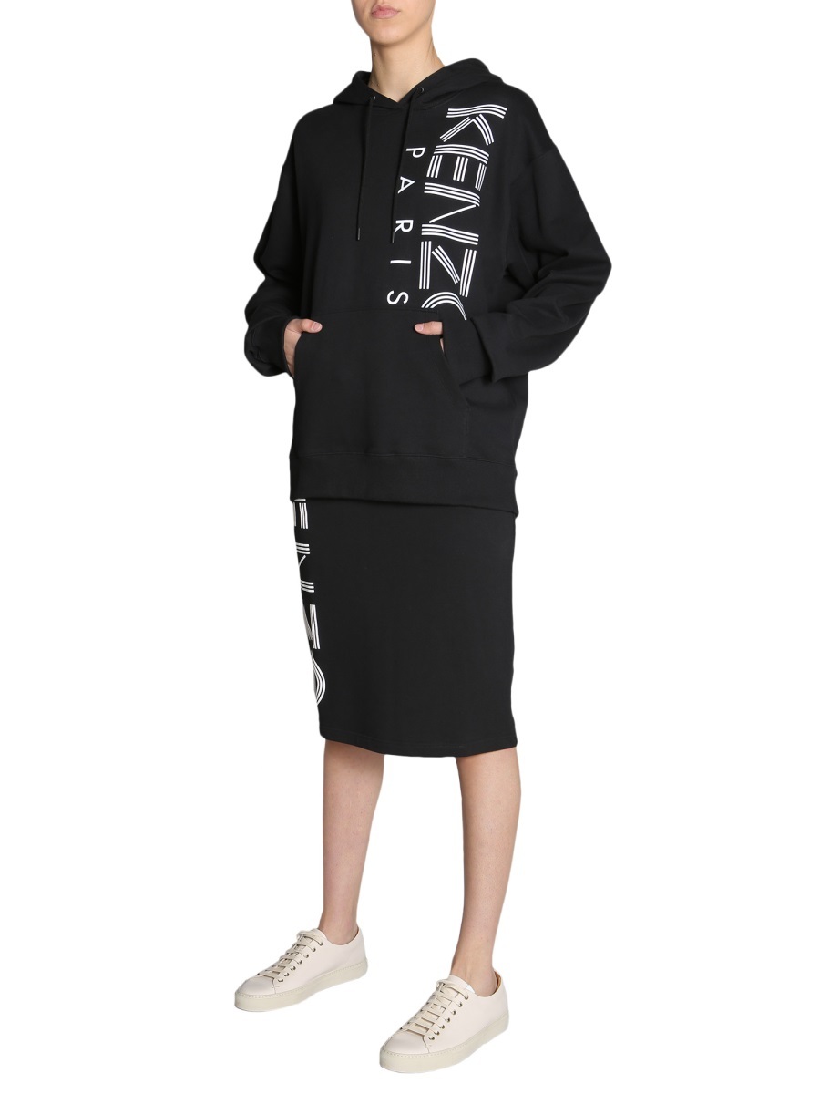 Kenzo Letter Logo Printed Hooded Sweater In Black