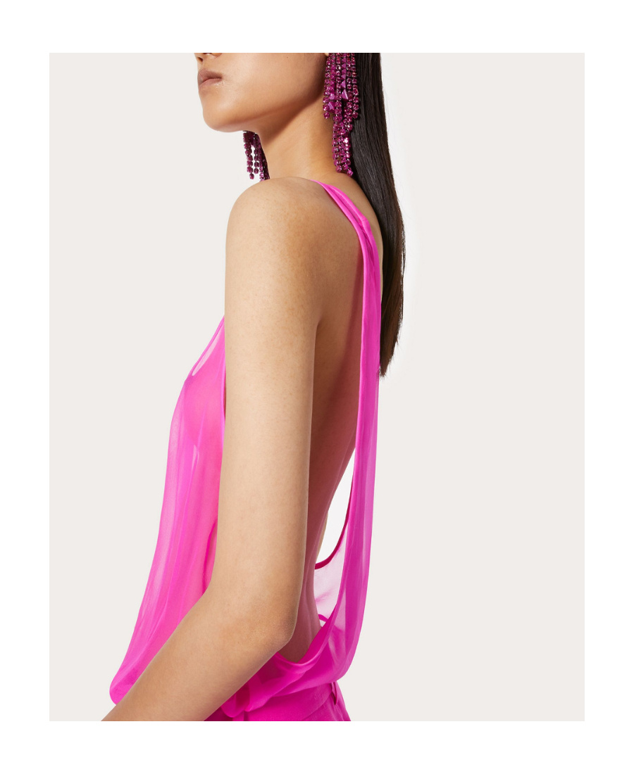 Shop Valentino Semi-sheer Silk Tank Top In Pink