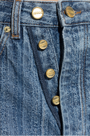 Ganni Striped Wide-leg Jeans In Blue