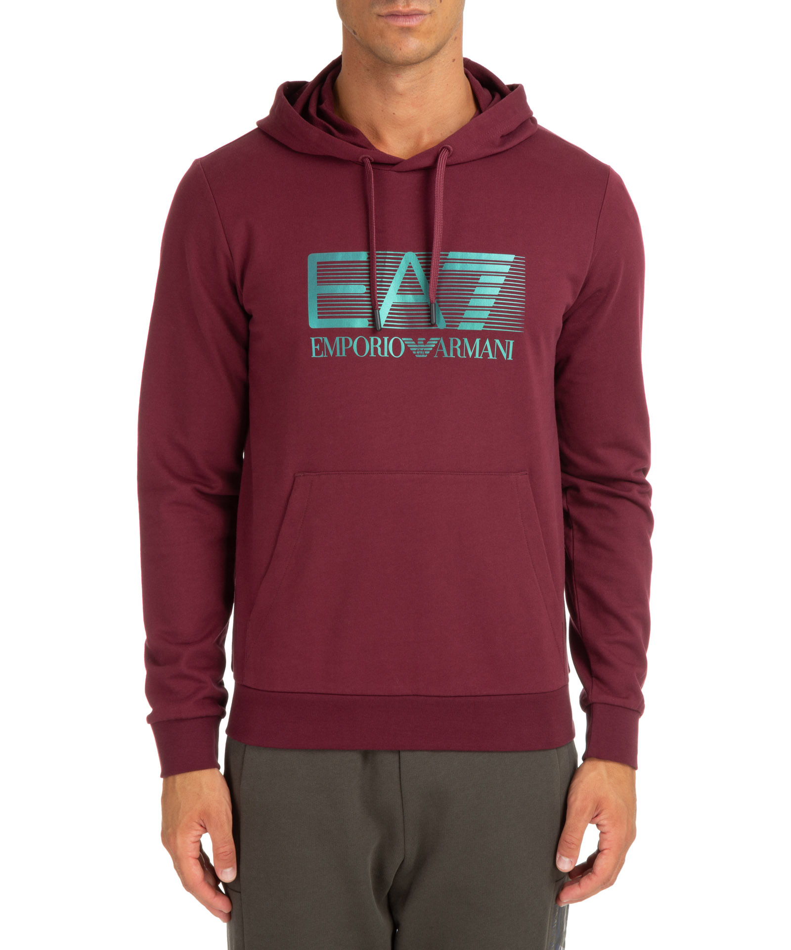 Ea7 Logo Hooded Sweater In Red