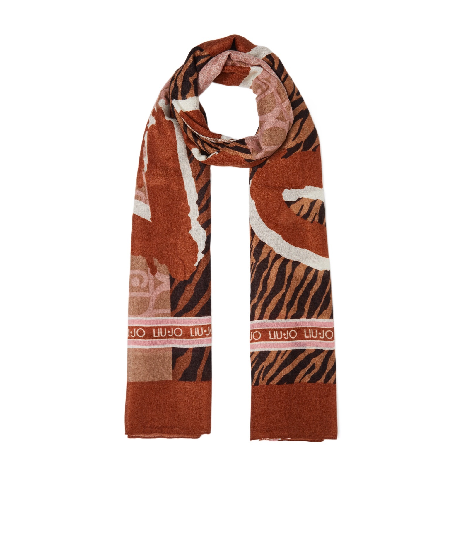 Liu •jo Animal Pattern Scarf In Brown