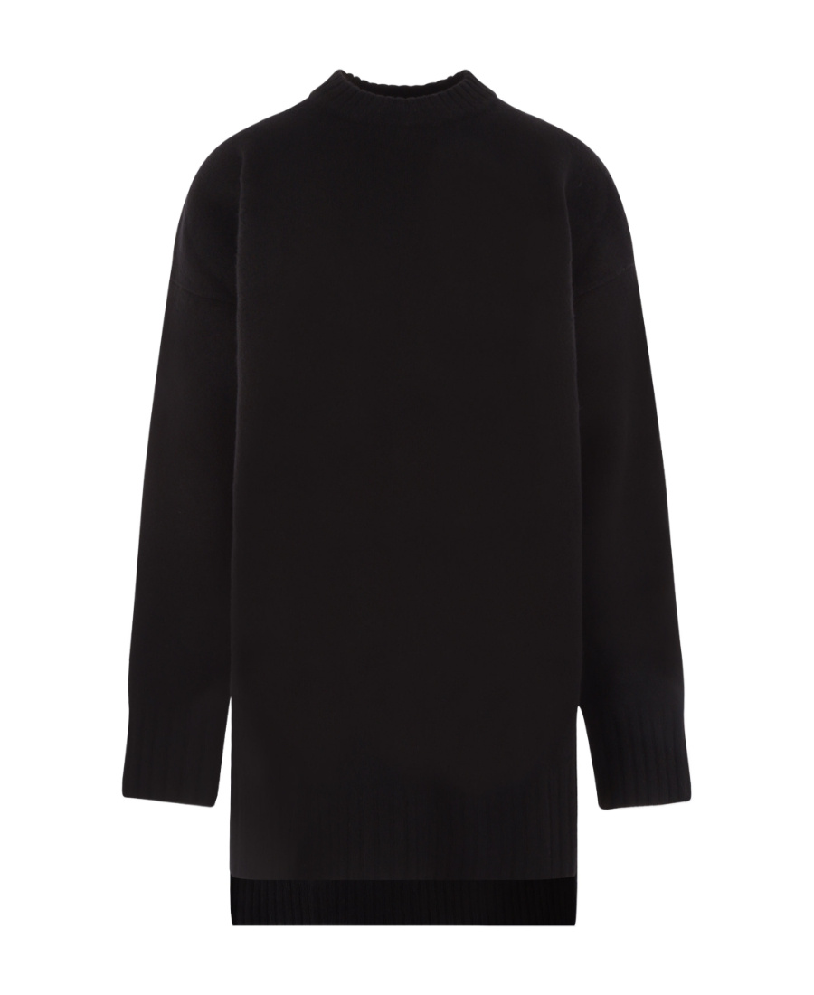 Jil Sander Wool Knit Pullover Mock Neck In Black