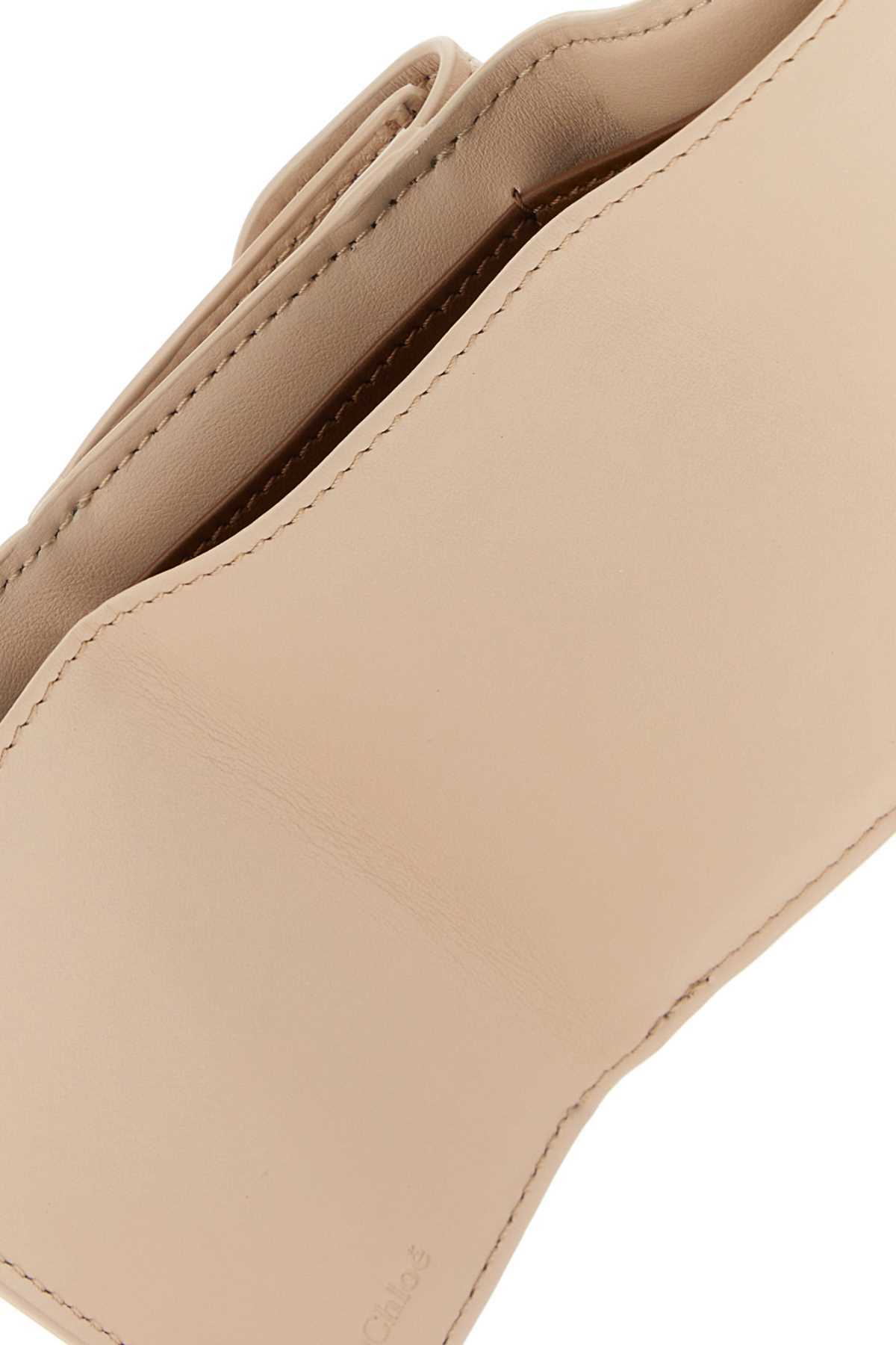 Shop Chloé Logo Embroidered Tri-fold Wallet In Nude