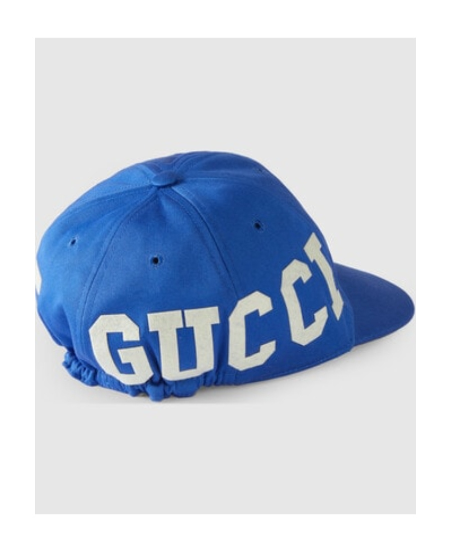 Gucci Logo-print Cotton-canvas Baseball Cap In Blue