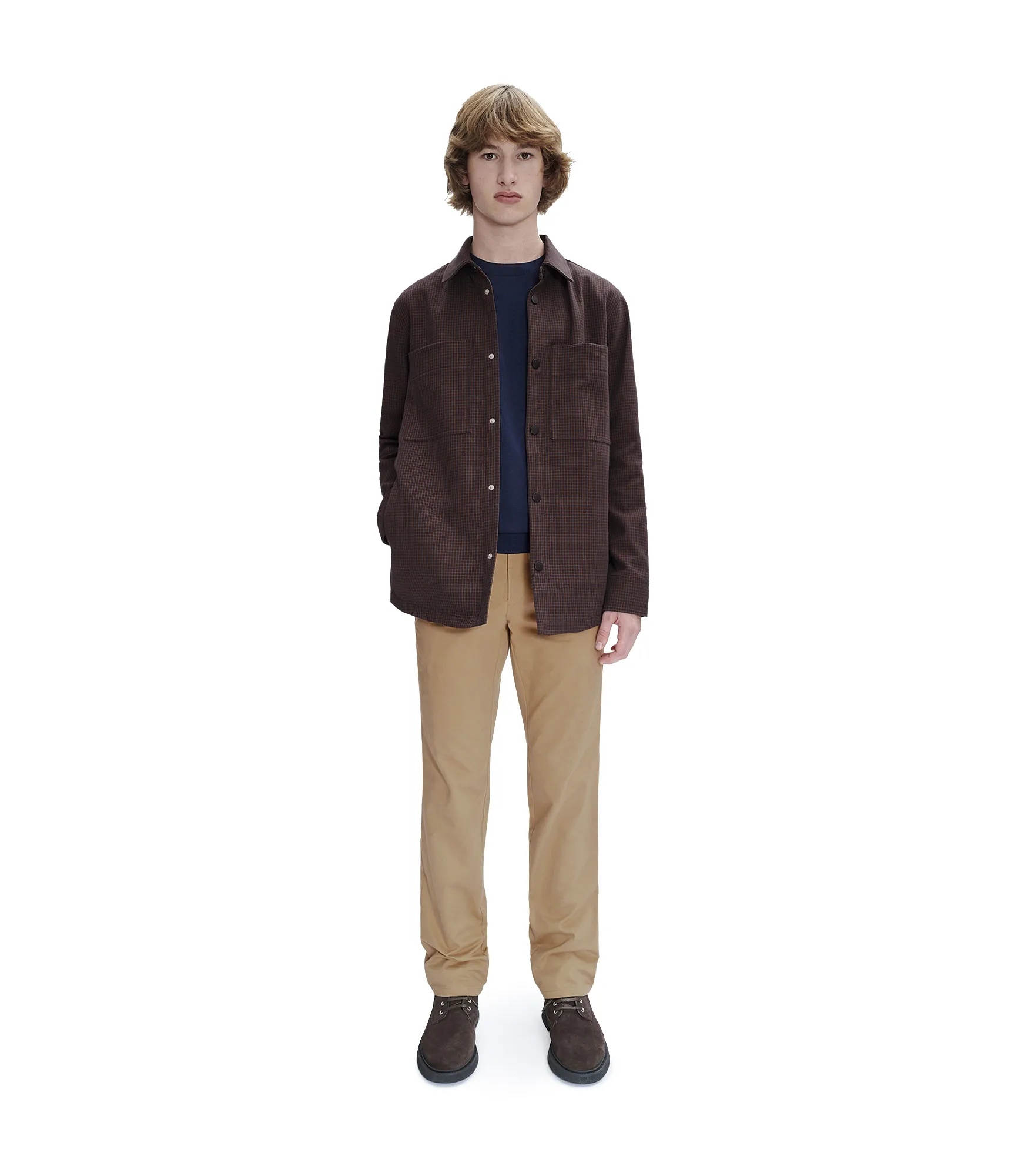 Apc Checked Cotton Shirt Jacket In Brown