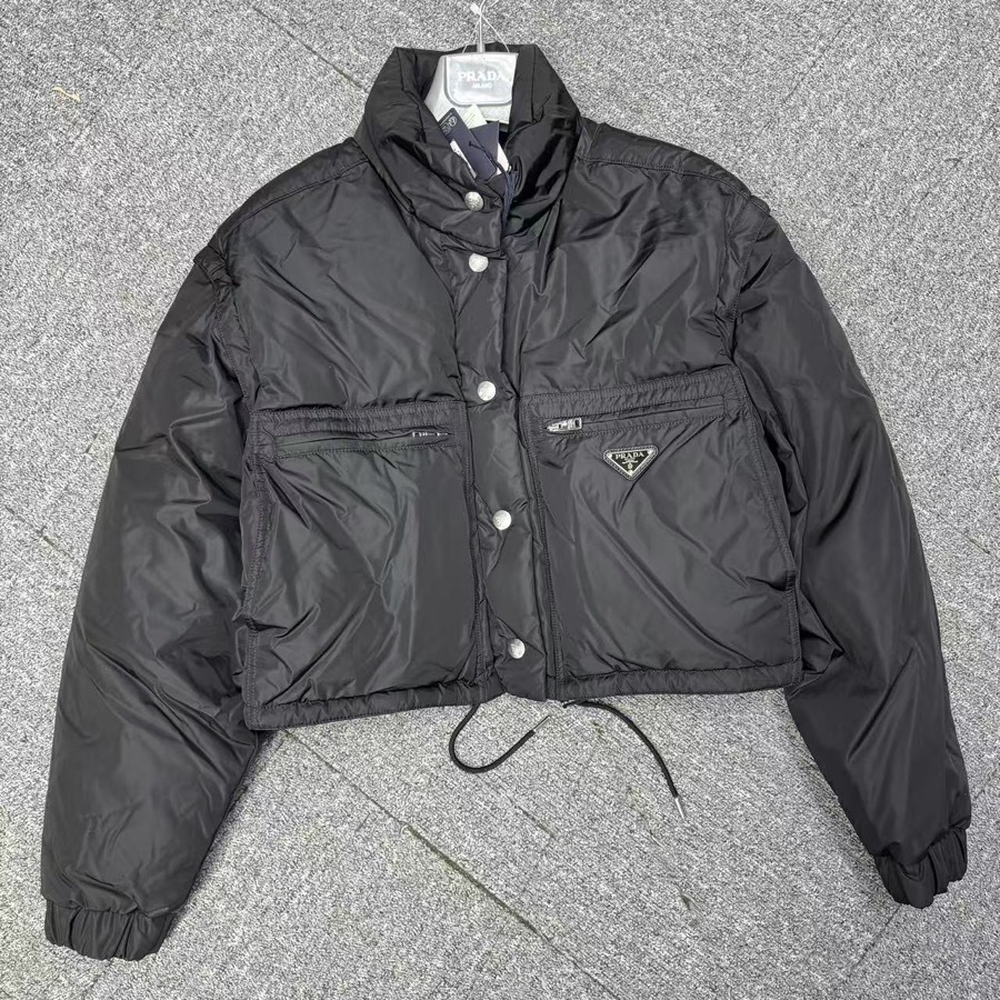 Prada Long Sleeve Down Jacket In Black