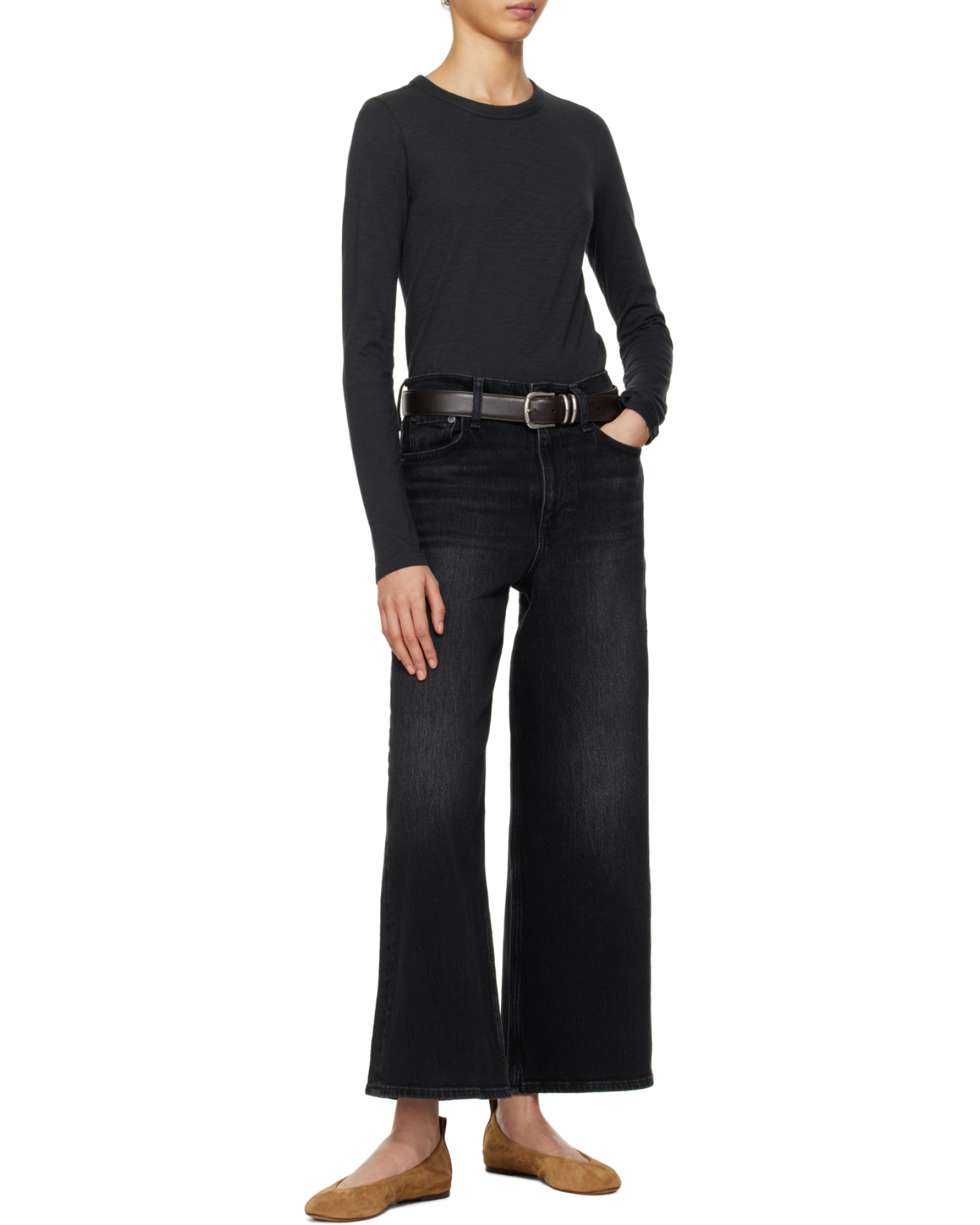 Shop Rag & Bone Wide Leg Jeans In Black