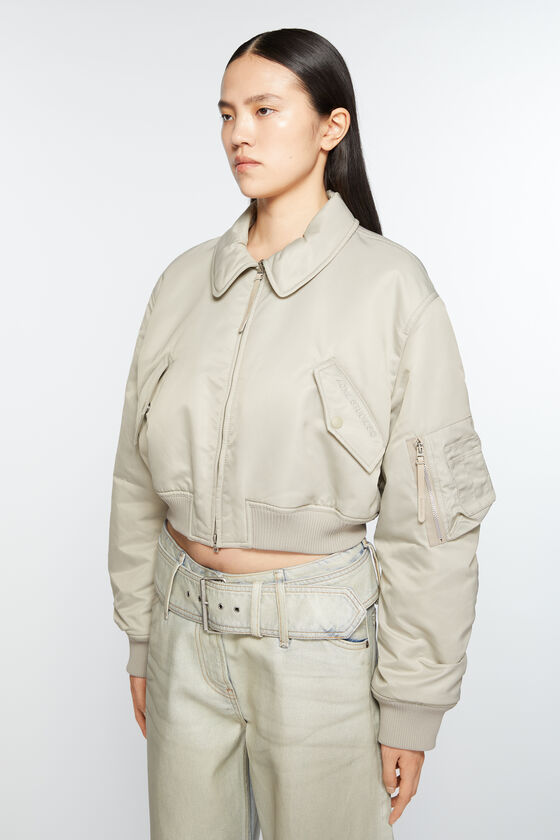 Acne Studios Cropped Padded Bomber Jacket In White