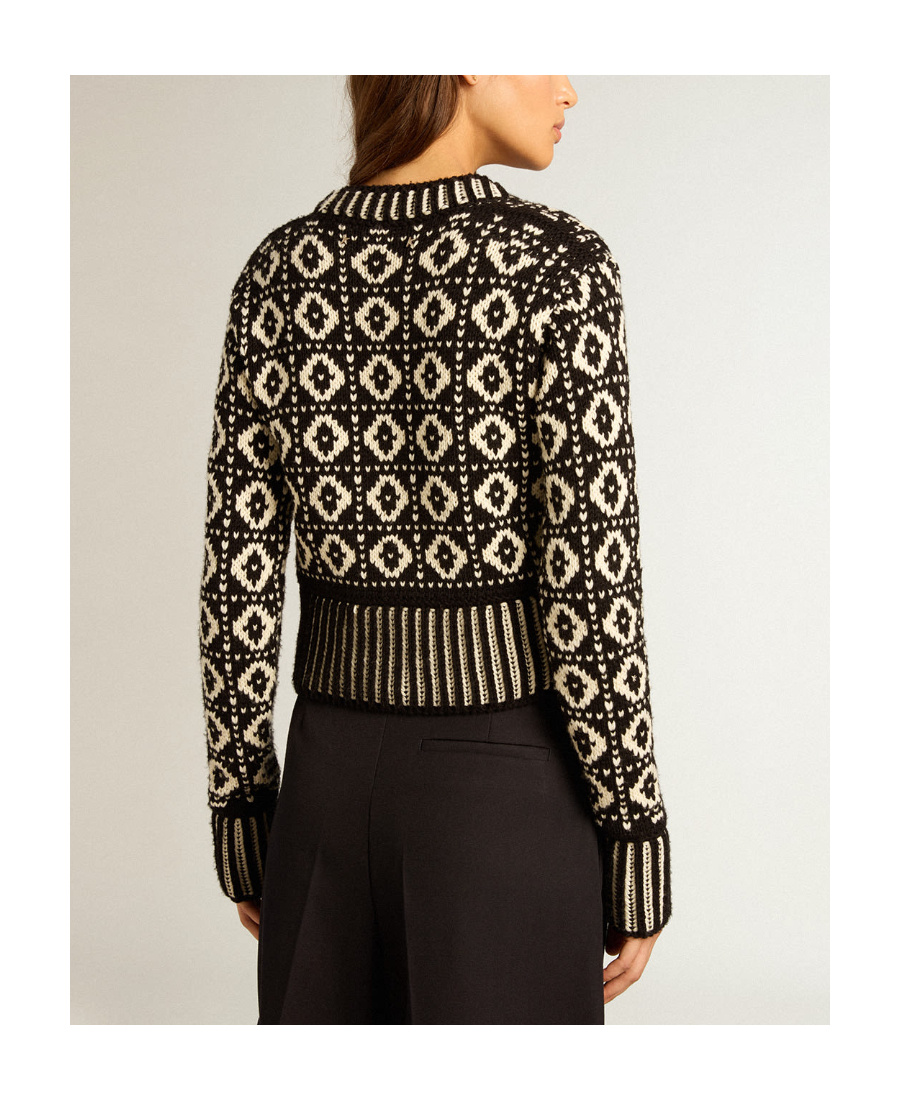Golden Goose Jacquard-pattern Wool Cardigan In Black