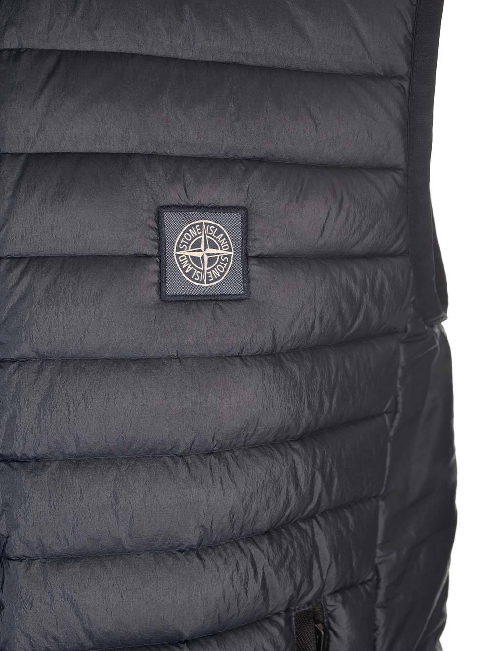Stone Island Logo Patch Puffer Vest In Blue