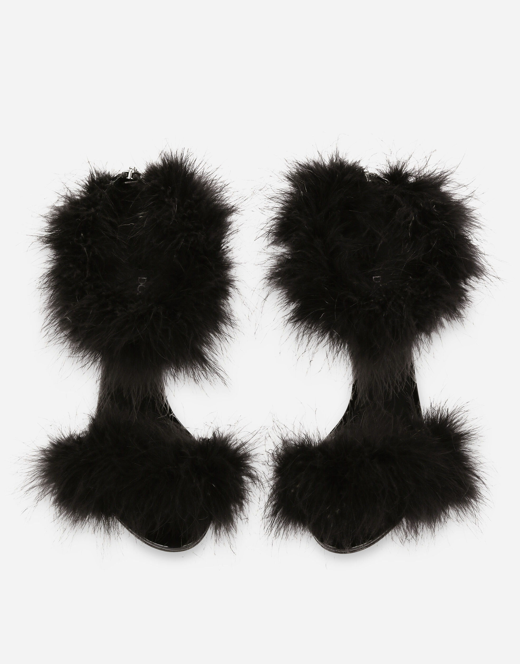 Dolce & Gabbana Keira 105mm Feather-trim Sandals In Black