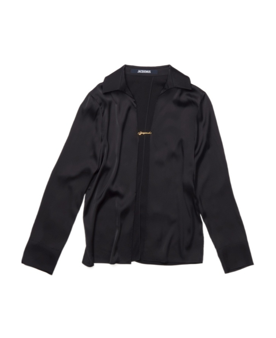 Jacquemus Open Charm Logo Shirt In Black