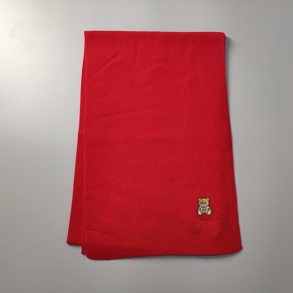 Moschino Bear Logo Scarf In Red