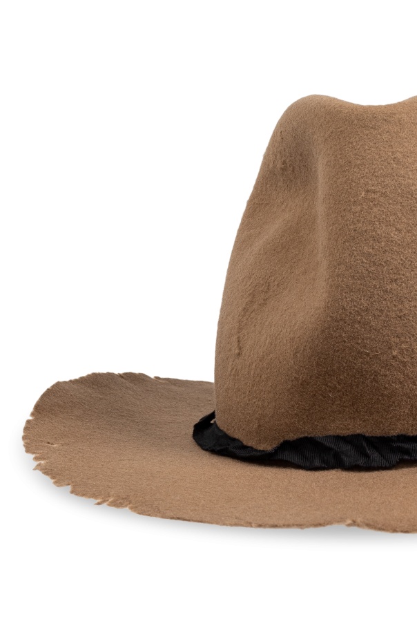 Yohji Yamamoto Irregular Brim Hat In Brown