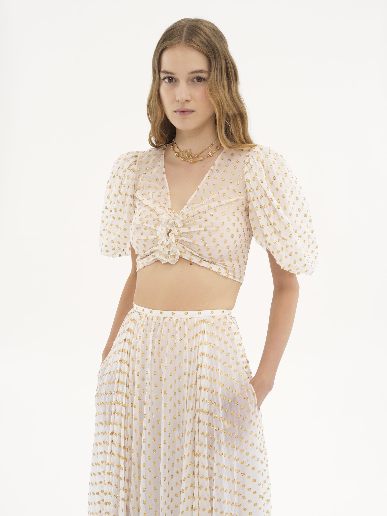 Chloé Pattern Short Top In White