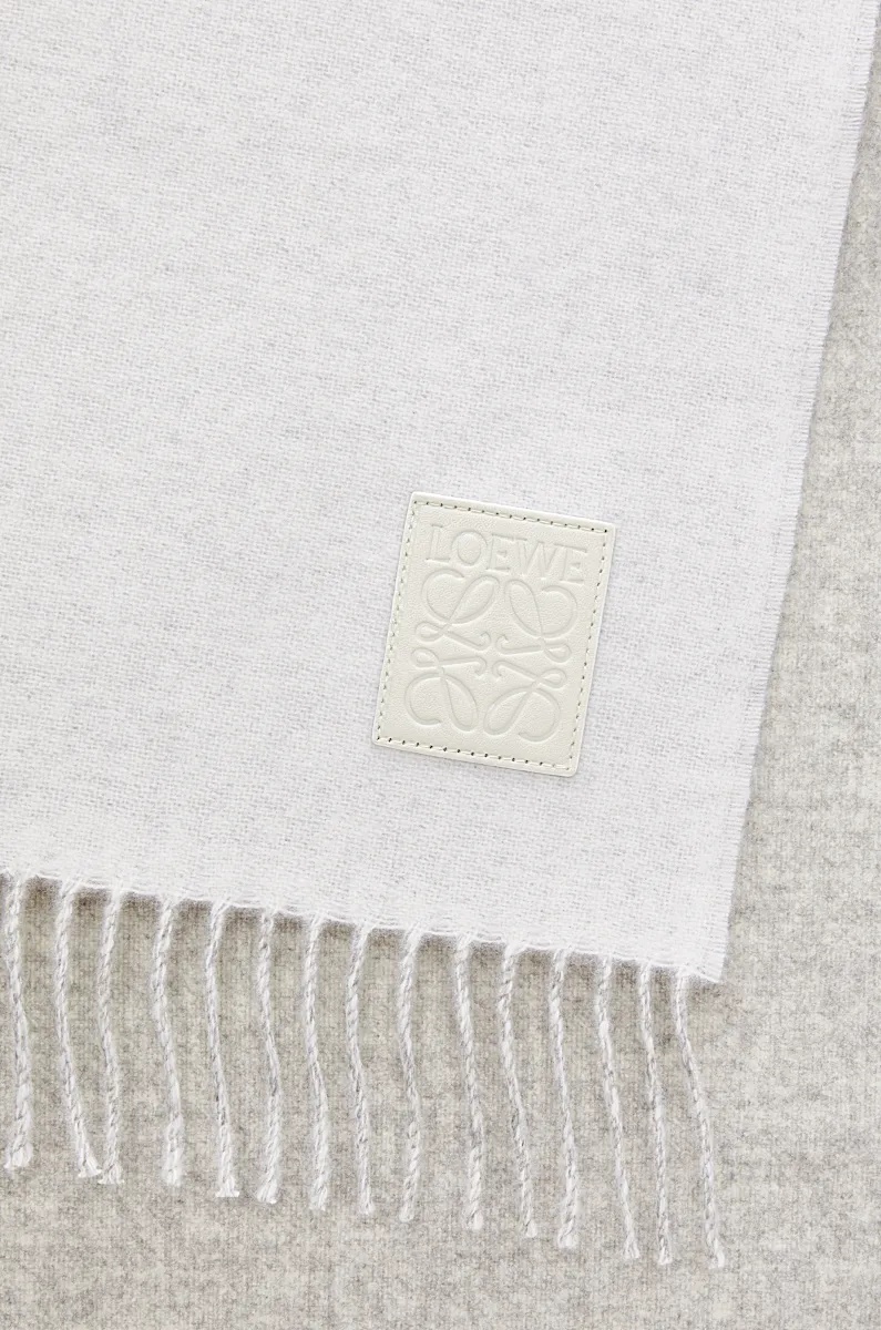 Shop Loewe Scarf In Wool And Cashmere In White