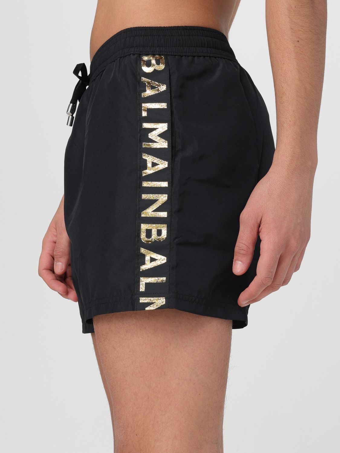 Shop Balmain Logo-embellished Swim Shorts In Black