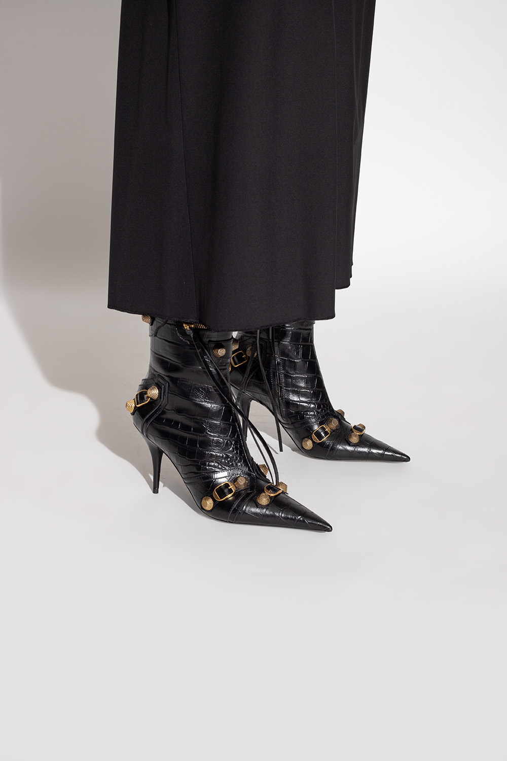 Balenciaga Cagole 50 Ankle Boots In Lamb Leather In Black
