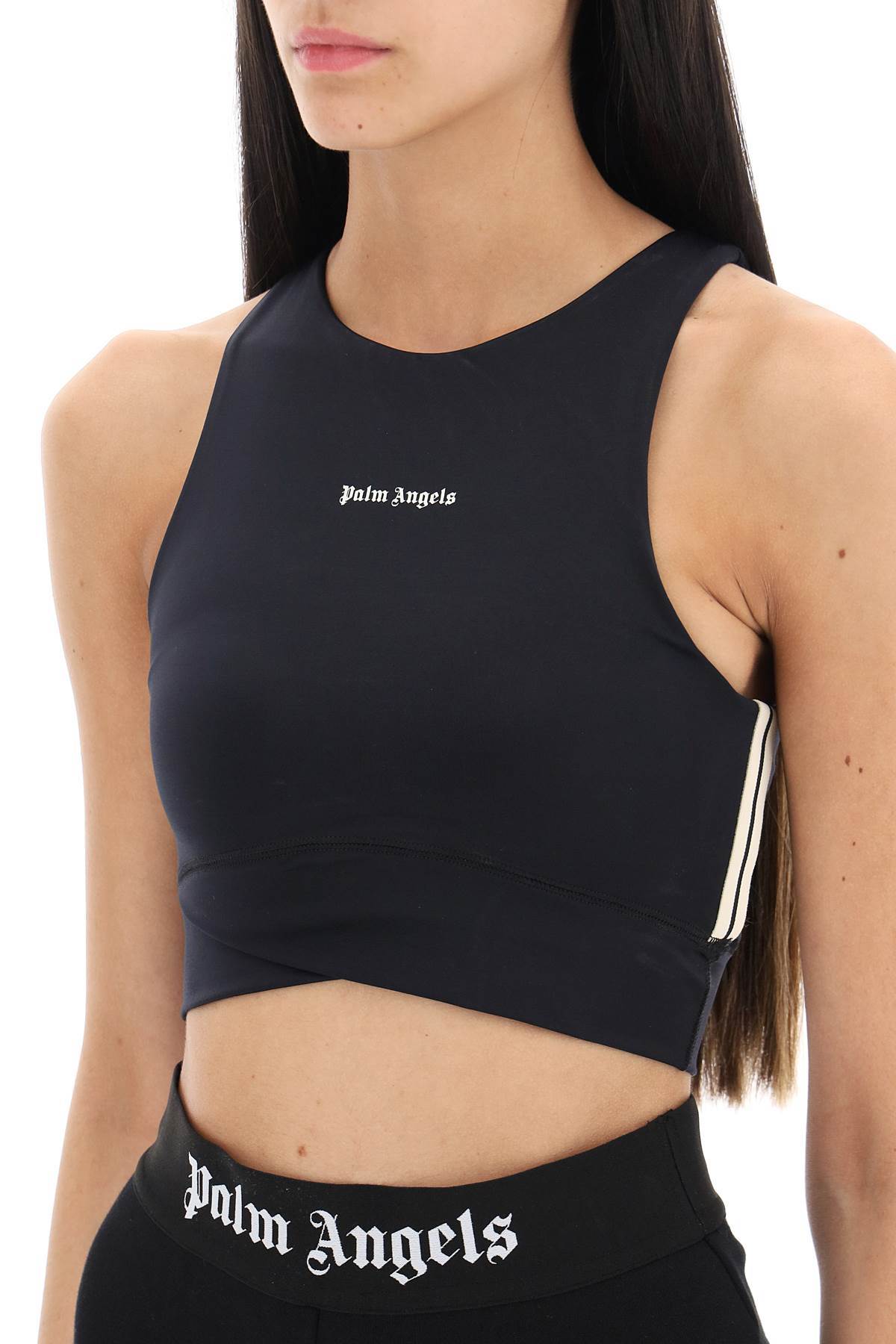 Palm Angels Black Training Crop Sport Top In Black