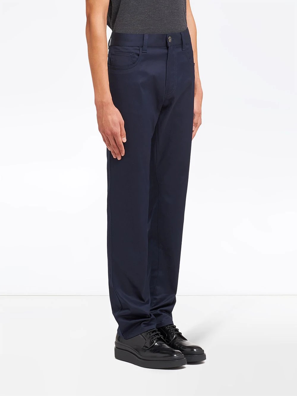 Prada Five-pocket-hose Aus Drillich-stretch In Navy Blue