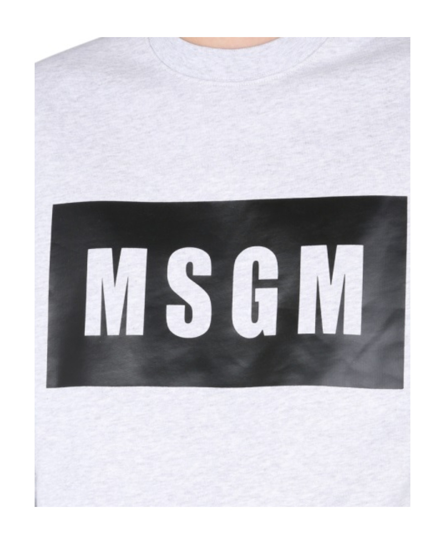 Msgm Logo Print Cotton Sweatshirt In White