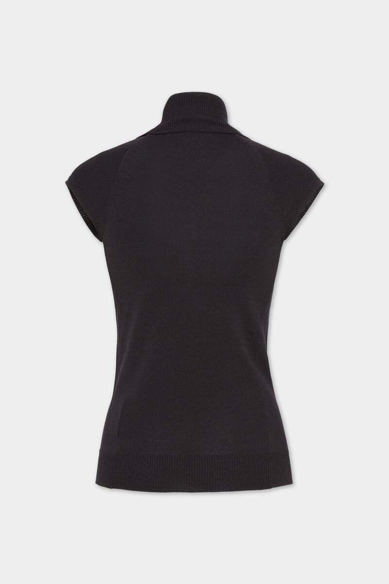 Dsquared2 Cap-sleeve Turtleneck Top In Black