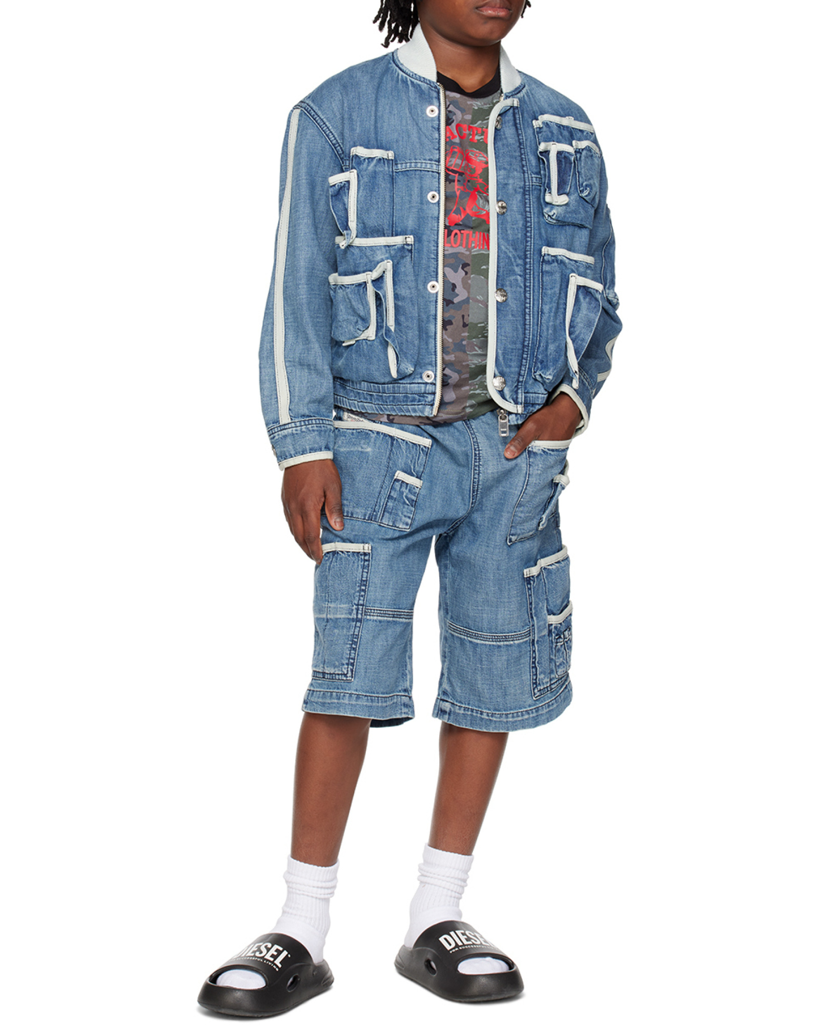Diesel Piek Denim Shorts In Blue