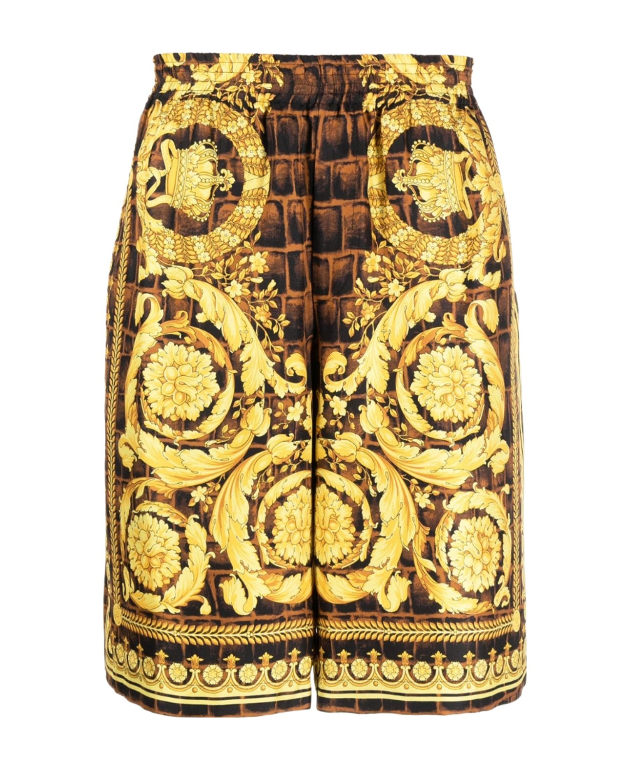 Versace Baroque Pattern-printed Shorts In Yellow