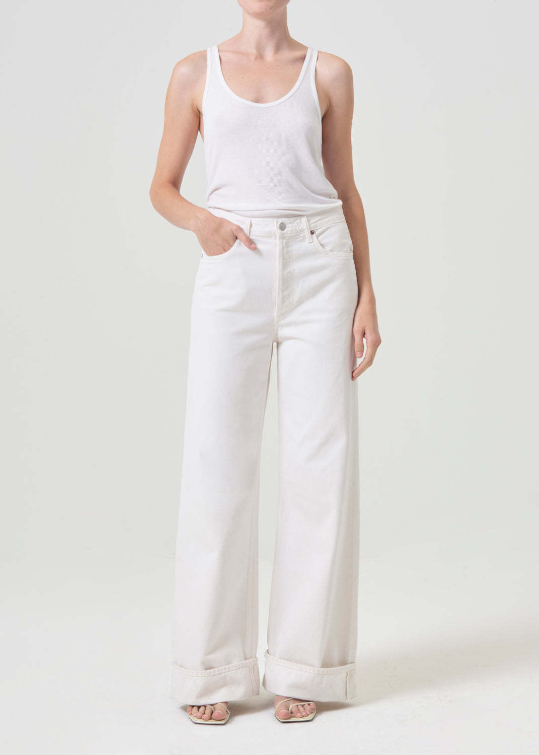 Agolde Dame Wide Leg Jeans In White