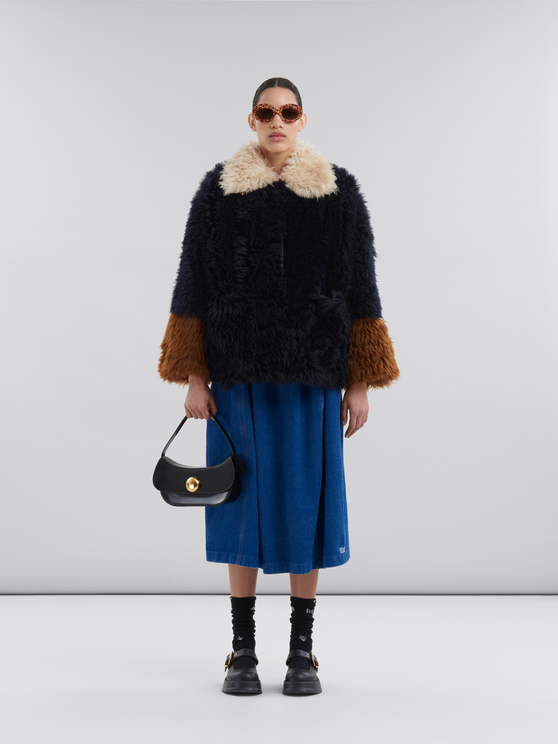 Marni Medium Shoulder Bag Featuring Butterfly Motif In Black