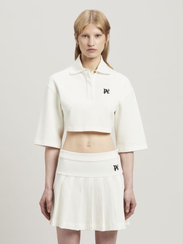 Palm Angels Polo Shirt With Monogram  Logo In White