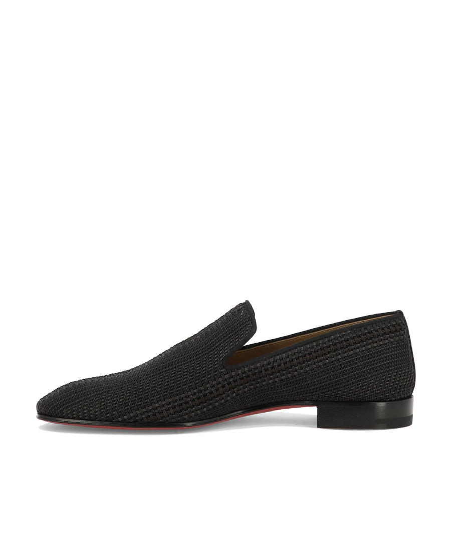 Christian Louboutin Interwoven Leather Loafers In Black