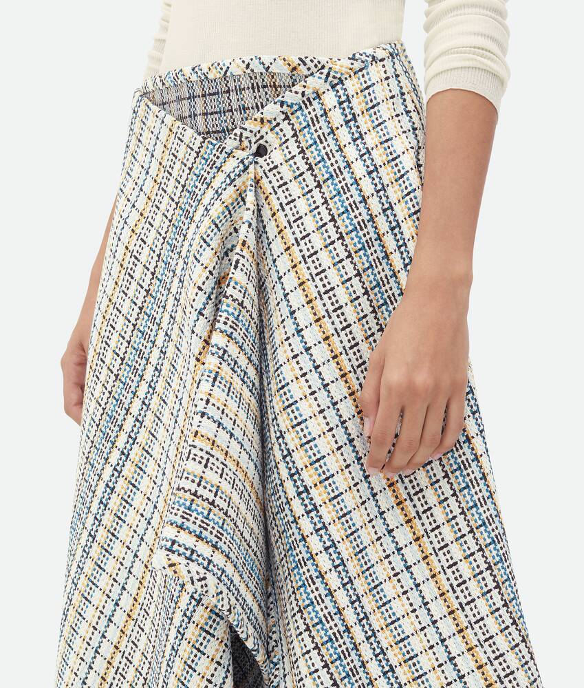 Bottega Veneta Checked Midi Wrap Skirt In Gray