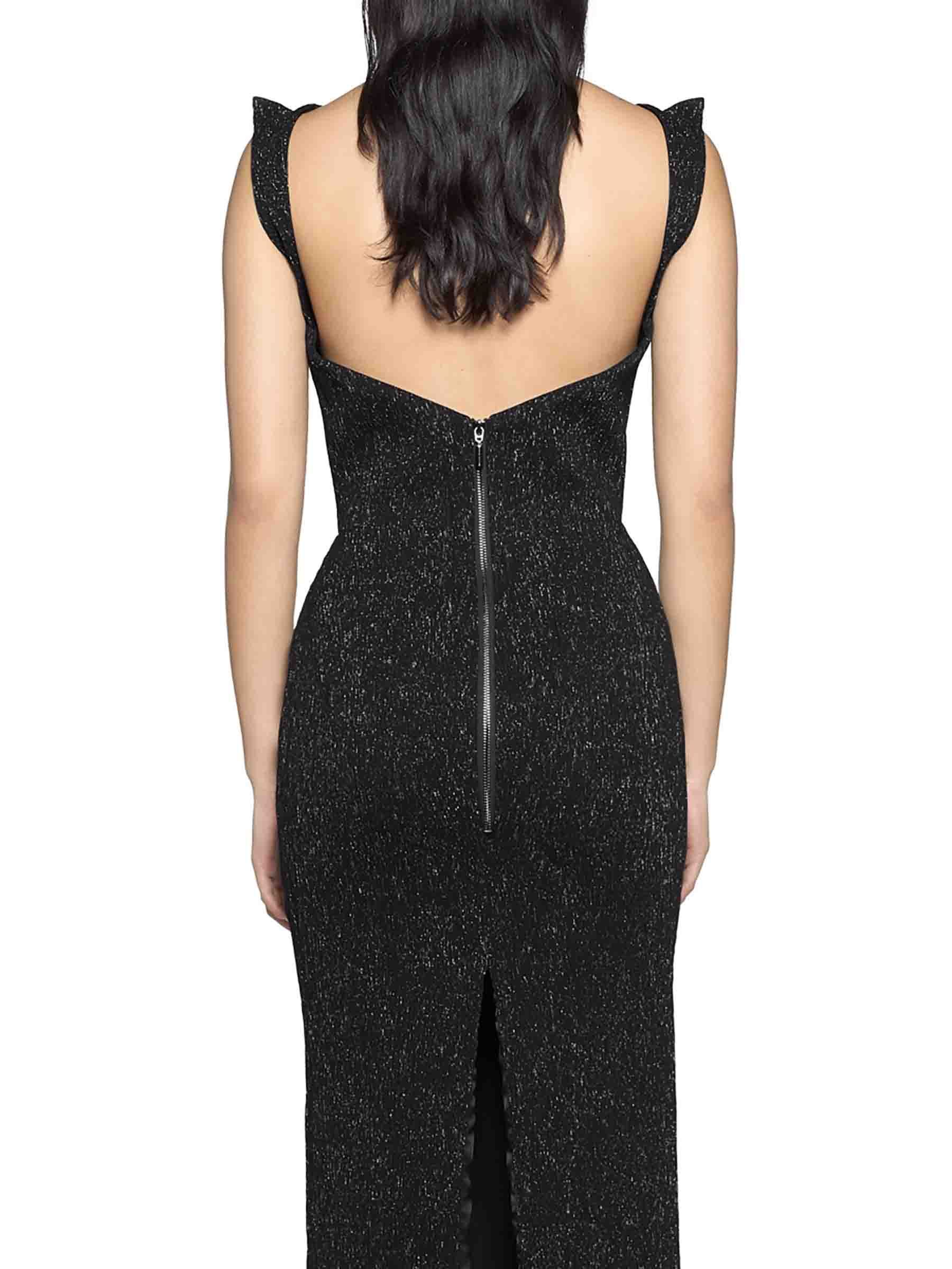 Maticevski Singular Glittered Midi Dress In Black