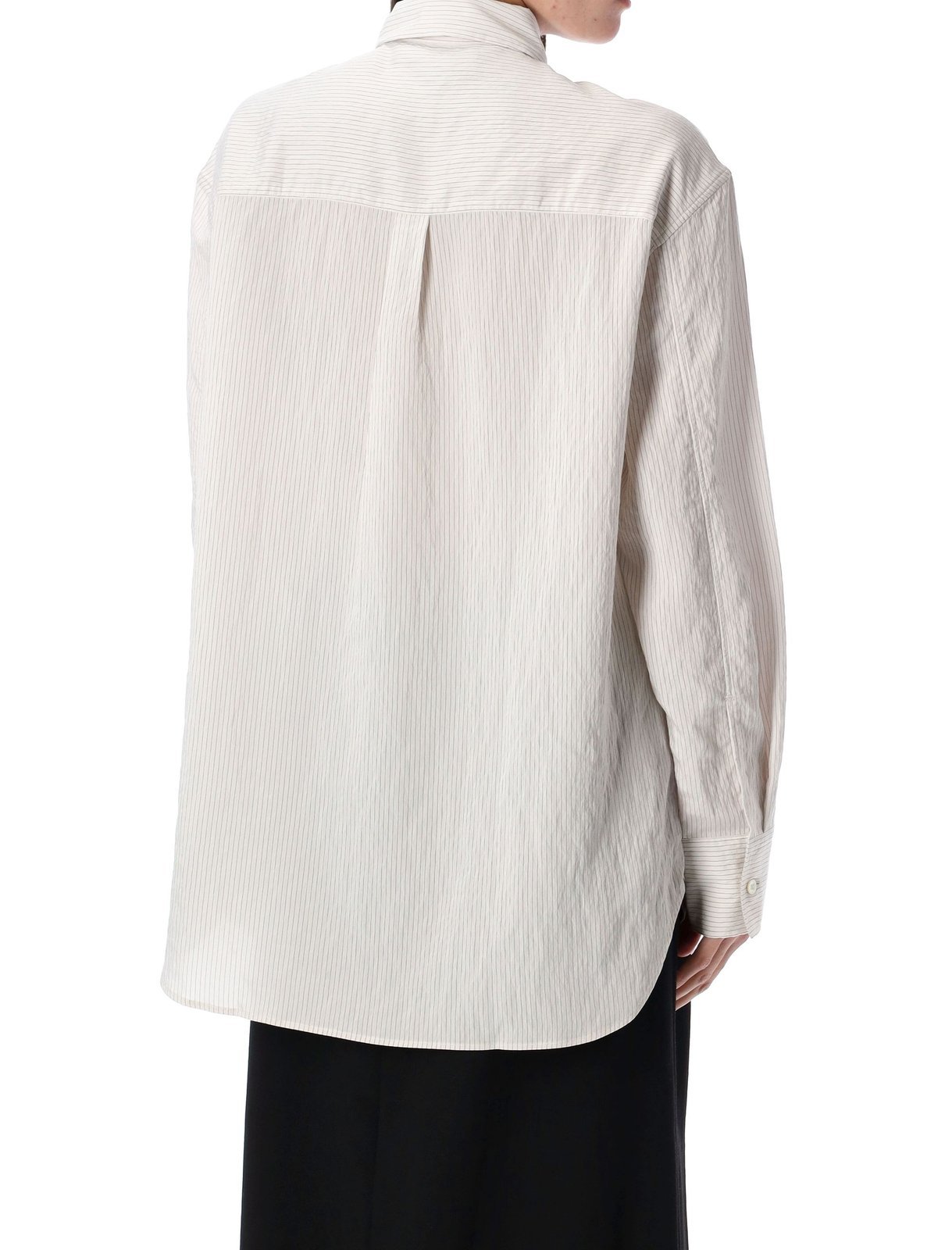 Studio Nicholson Oversized Striped Shirt Chest Pocket In Black White