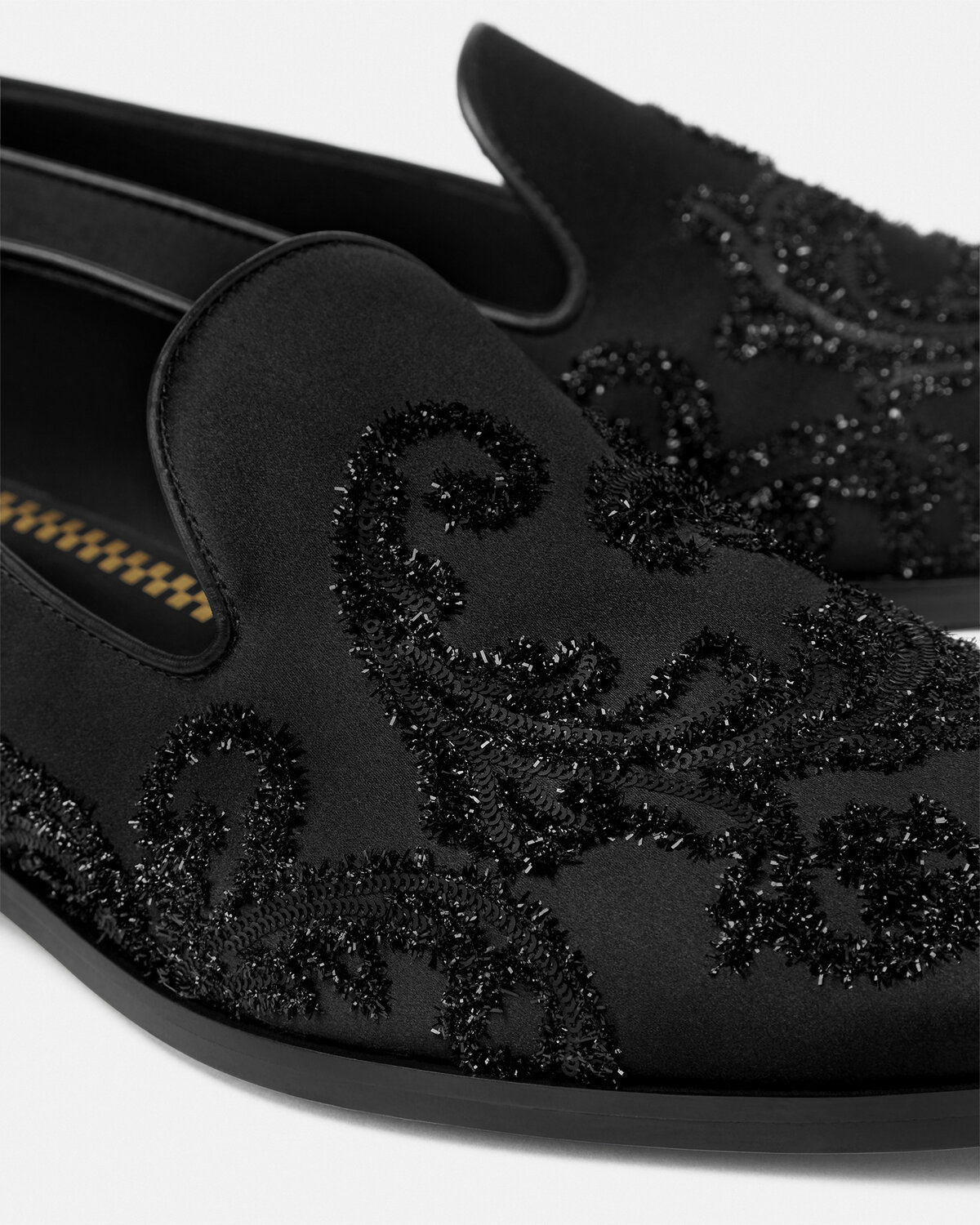 Versace Sequin-detailing Slippers In Black