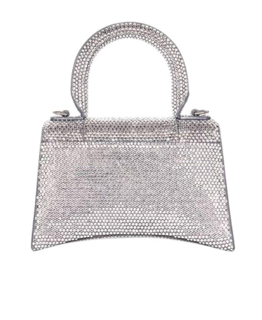 Balenciaga Hourglass Xs Strassed Top-handle Bag In White
